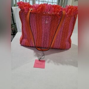 Kate Spade Pink and Orange Woven Bag
